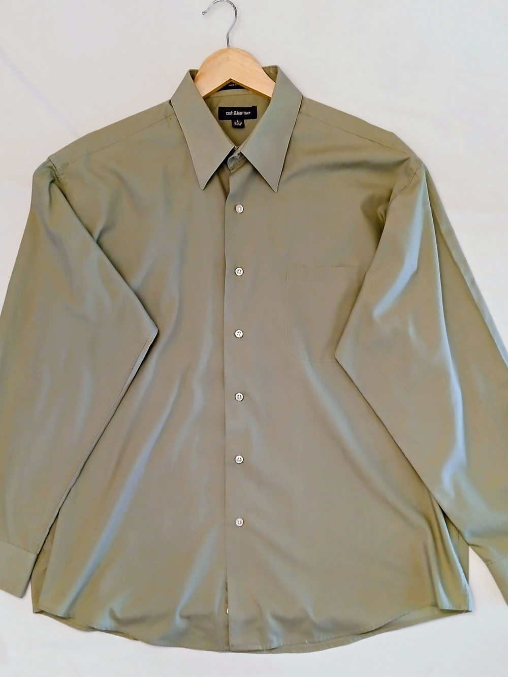 Croft & Barrow Men’s Dress Shirt L 16.5 34/35 Olive Green Long Sleeve Cotton